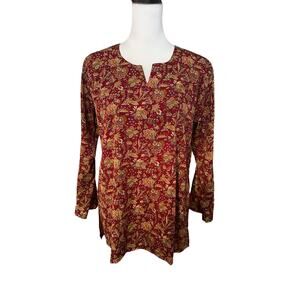 LA Fille XXL Red Gold Long Sleeve Top Women's
